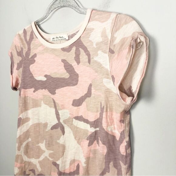 FREE PEOPLE | WE THE FREE Clare Camo Tee Blush Pink Short Sleeve Women’s Size XS - Picture 5 of 11